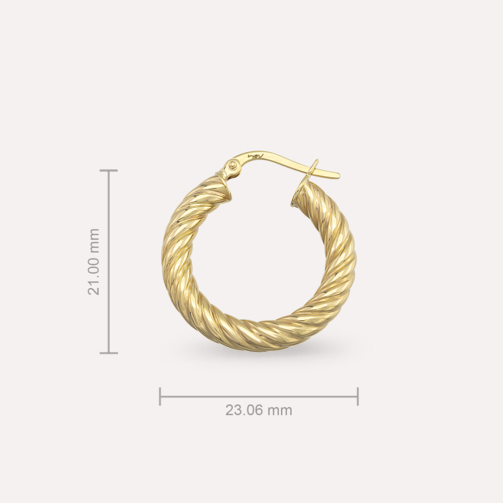 Linear Bold Mini Yellow Gold Hoop Earring - 3