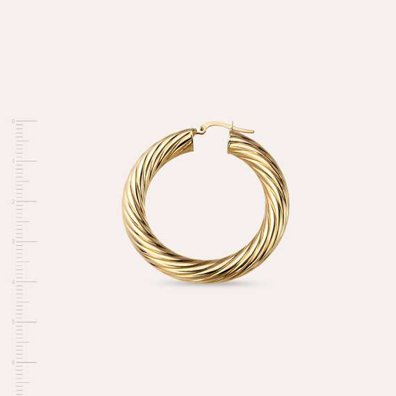 Linear Bold Yellow Gold Hoop Earring - 4
