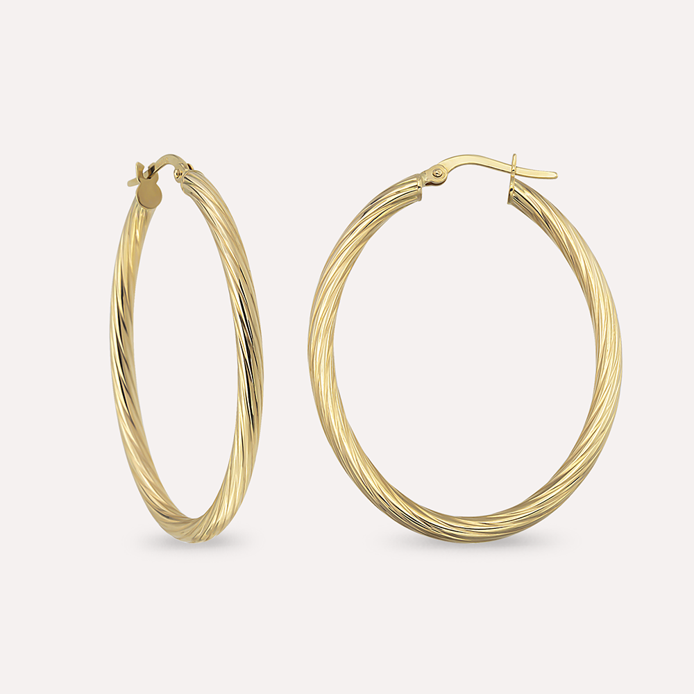 Linear Jr. Yellow Gold Hoop Earring - 2