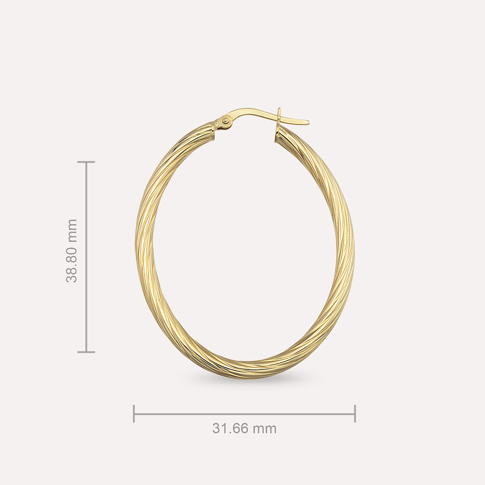 Linear Jr. Yellow Gold Hoop Earring - 3