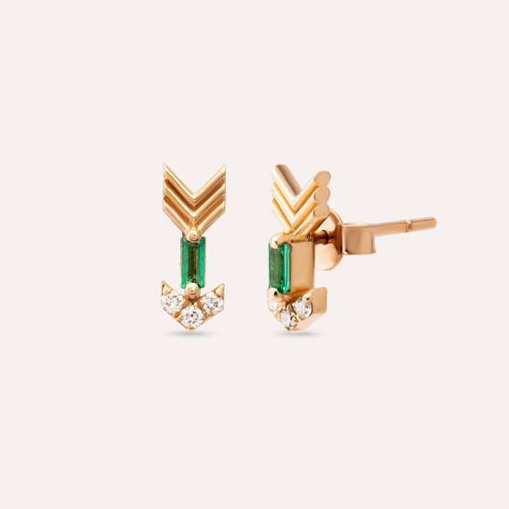 Little Arrow 0.26 CT Emerald and Diamond Earring - 1