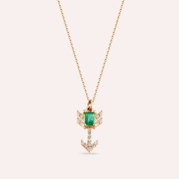Little Arrow Zümrüt ve Pırlanta Taşlı Kolye - 2