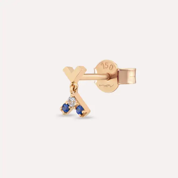 Liv Multicolor Sapphire Rose Gold Single Earring - 1