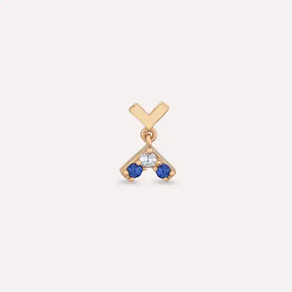 Liv Multicolor Sapphire Rose Gold Single Earring - 4