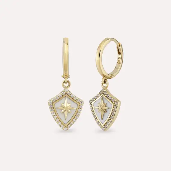 Lodestar Pearl Enamel Yellow Gold Earring - 1