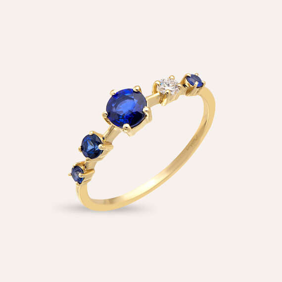 Lola 0.83 CT Sapphire and Diamond Yellow Gold Ring - 1