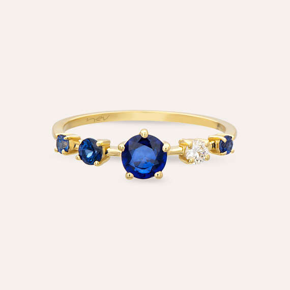 Lola 0.83 CT Sapphire and Diamond Yellow Gold Ring - 4