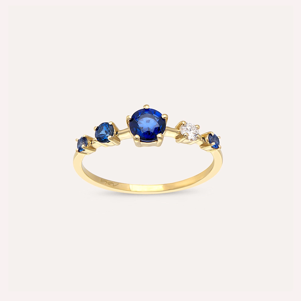 Lola 0.83 CT Sapphire and Diamond Yellow Gold Ring - 3
