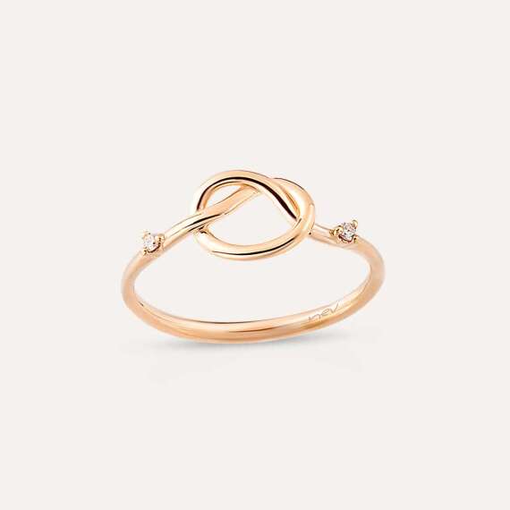  Loop 0.02 CT Diamond Rose Gold Ring - 3