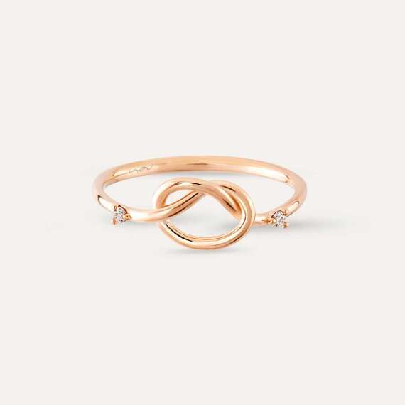  Loop 0.02 CT Diamond Rose Gold Ring - 4