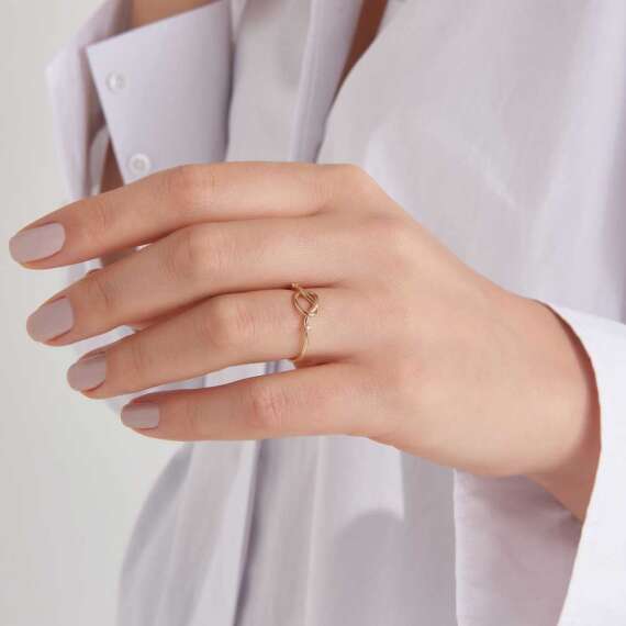  Loop 0.02 CT Diamond Rose Gold Ring - 6