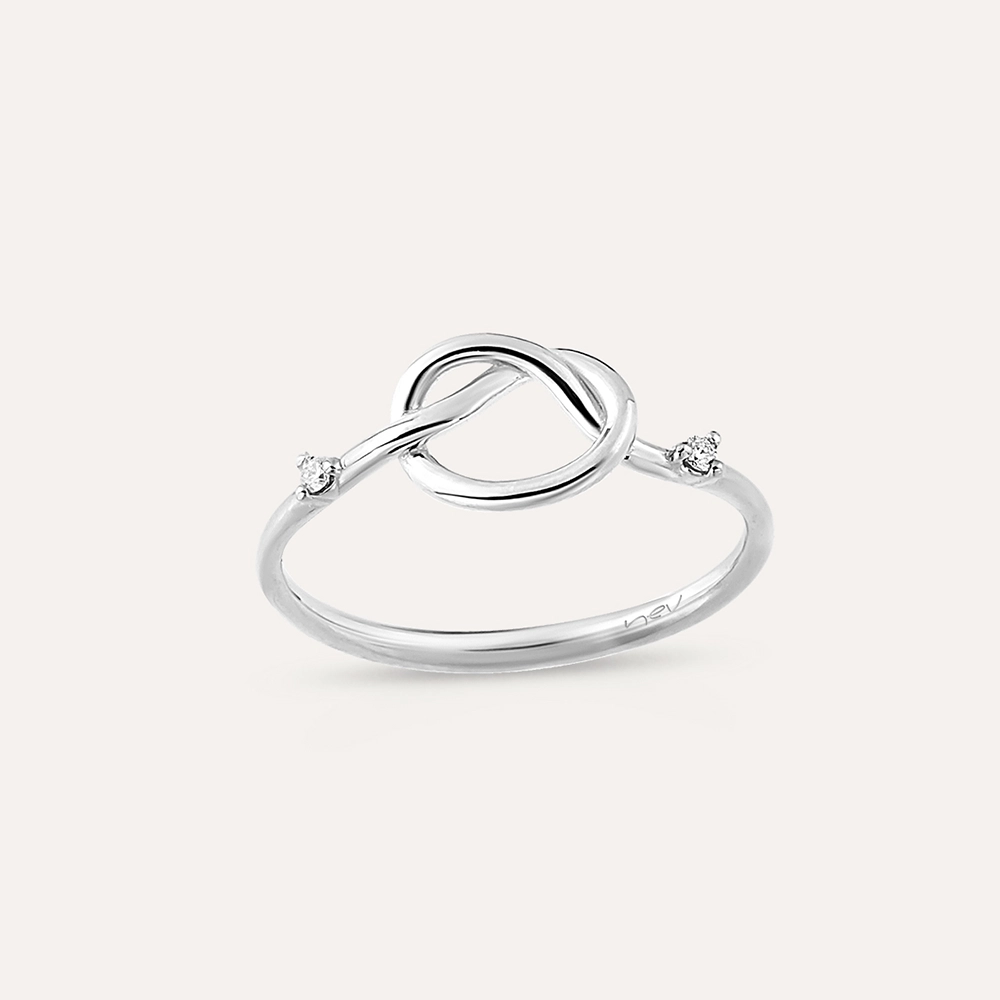 Loop 0.02 CT Diamond White Gold Ring - 3