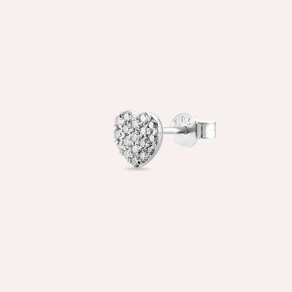 Love 0.20 CT Pırlanta Taşlı Beyaz Altın Tek Küpe - 2