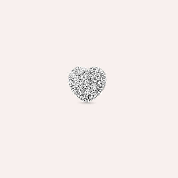 Love 0.20 CT Pırlanta Taşlı Beyaz Altın Tek Küpe - 1