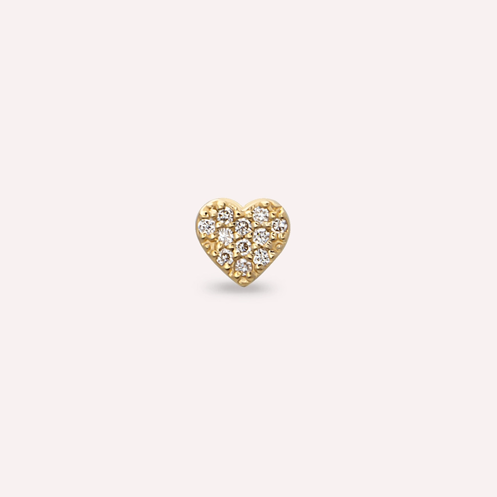 Love Pırlanta Taşlı Sarı Altın Piercing - 5