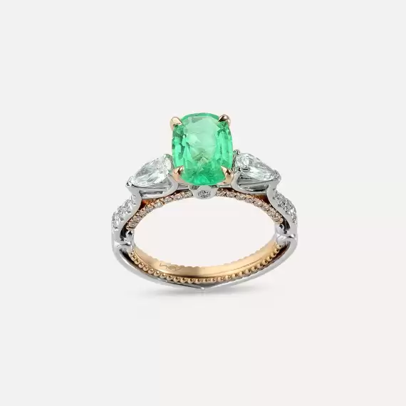 Lucas 3.11 CT Oval Cut Emerald and Diamond Ring - 1
