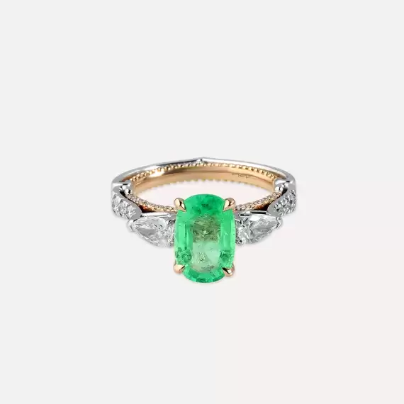 Lucas 3.11 CT Oval Cut Emerald and Diamond Ring - 6