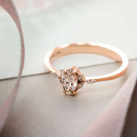 Lucia 0.42 CT Marquise Cut Diamond Rose Gold Ring - 1