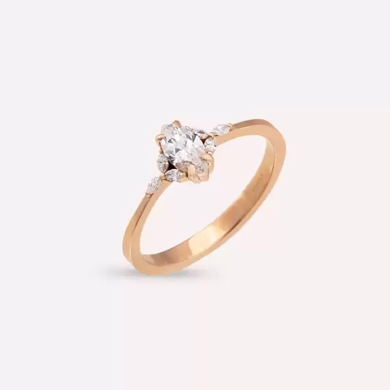 Lucia 0.42 CT Marquise Cut Diamond Rose Gold Ring - 3