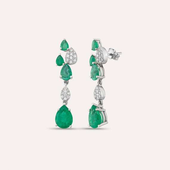 Lucky Drops 2.79 CT Emerald and Diamond White Gold Earring - 1