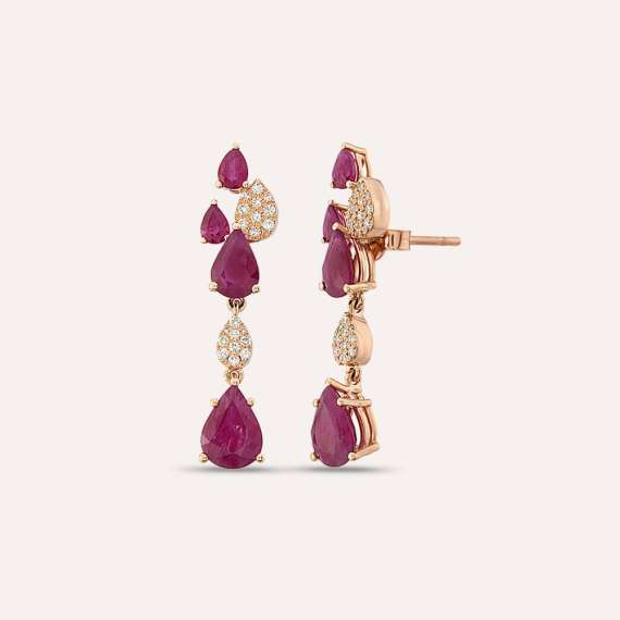 Lucky Drops 4.91 CT Ruby and Diamond Earring - 1