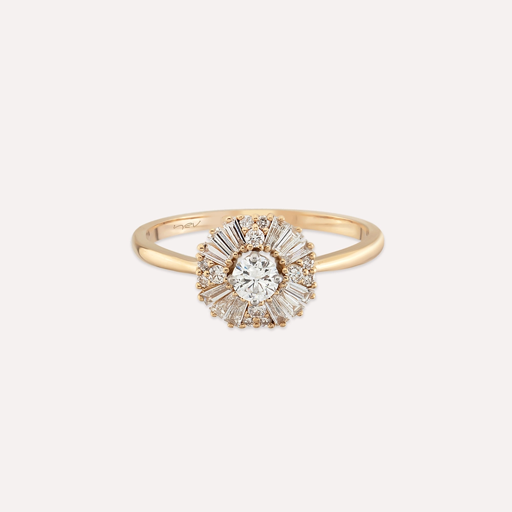 Luisa 0.47 CT Trapez Kesim Pırlanta Taşlı Rose Altın Yüzük - 5