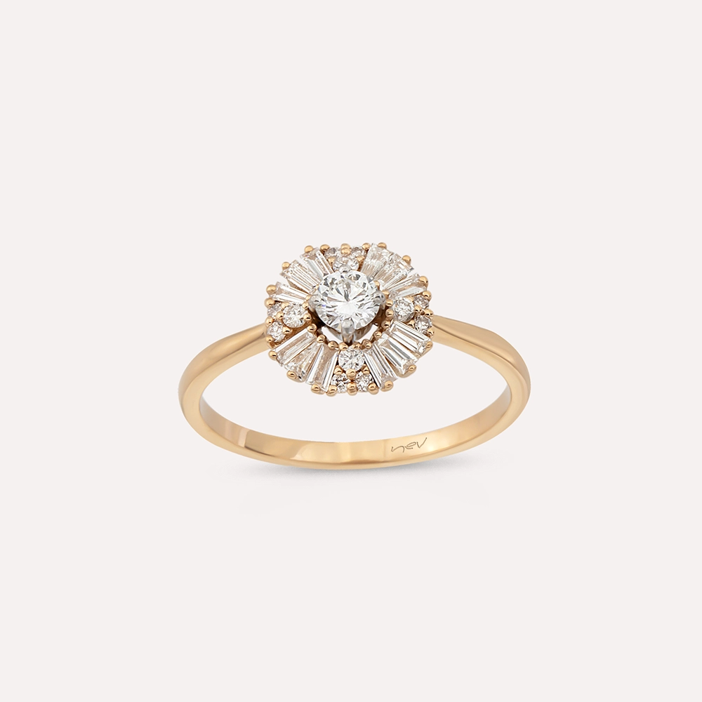 Luisa 0.47 CT Trapeze Cut Diamond Rose Gold Ring - 1