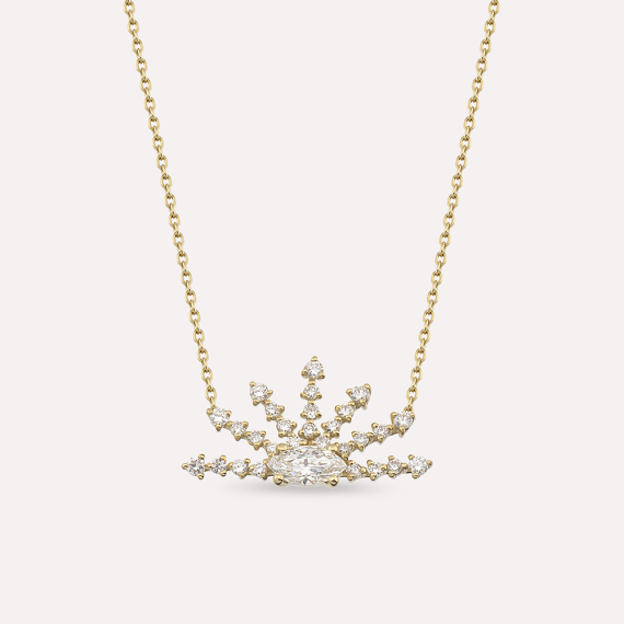Lumiere II 0.65 CT Marquise Cut Diamond Yellow Gold Necklace - 1