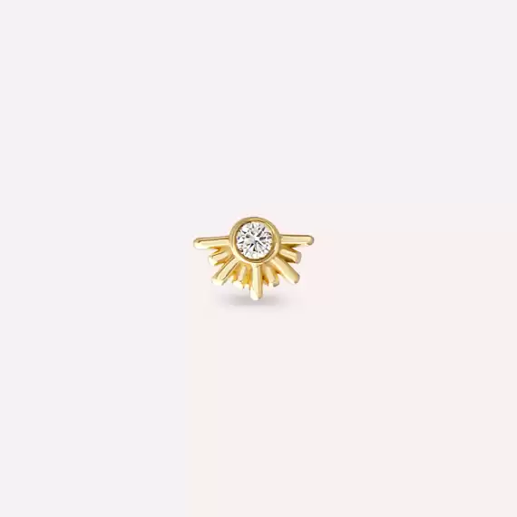 Lumos Pırlanta Taşlı Sarı Altın Piercing - 6