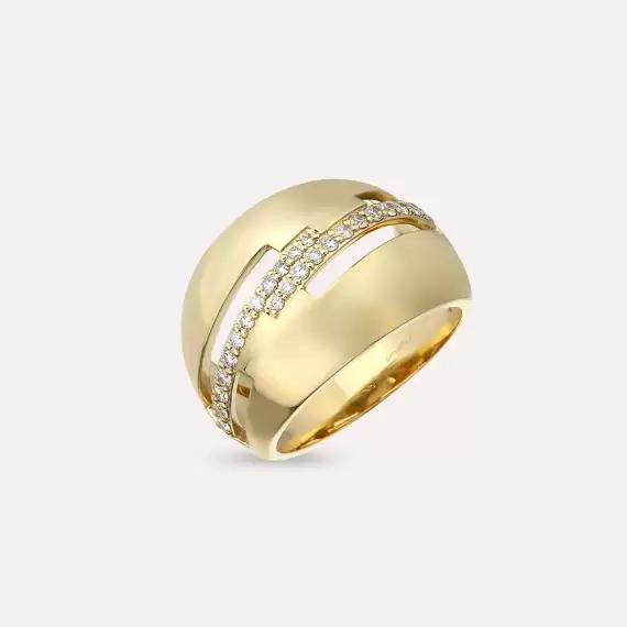 Lusso 0.36 CT Diamond Yellow Gold Ring - 4