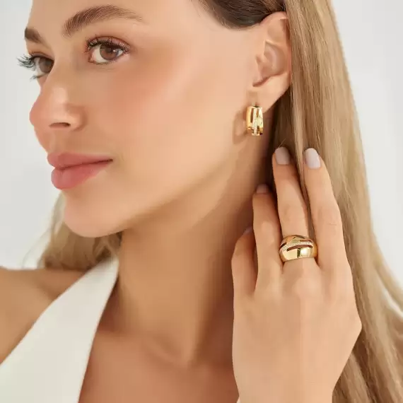 Lusso 0.43 CT Diamond Yellow Gold Earring - 4
