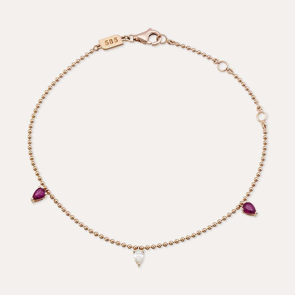 Mary 0.41 CT Ruby and Diamond Rose Gold Bracelet - 1