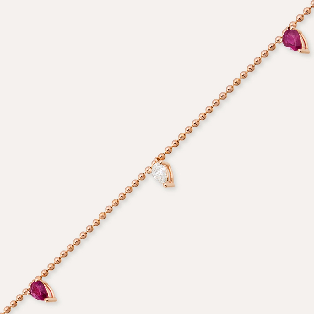 Mary 0.41 CT Ruby and Diamond Rose Gold Bracelet - 4