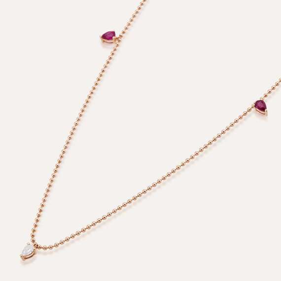 Mary 0.59 CT Ruby and Diamond Rose Gold Necklace - 3