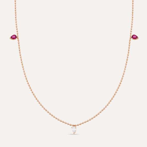 Mary 0.59 CT Ruby and Diamond Rose Gold Necklace - 1