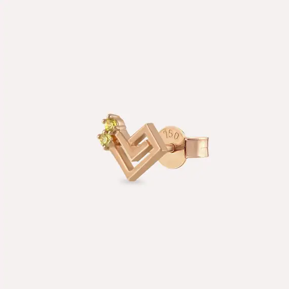 Labyrinth Yellow Sapphire Rose Gold Single Earring - 1