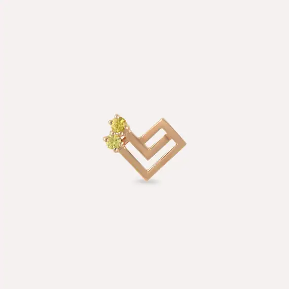 Labyrinth Yellow Sapphire Rose Gold Single Earring - 3