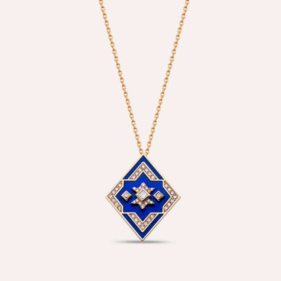 Megrez 0.32 CT Diamond and Navy Blue Enamel Pendant - 3