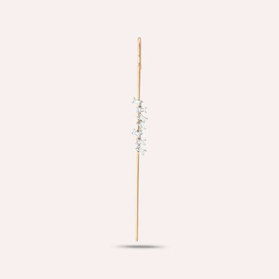 Merope 0.26 CT Baguette Cut Diamond Rose Gold Cane Earring - 3