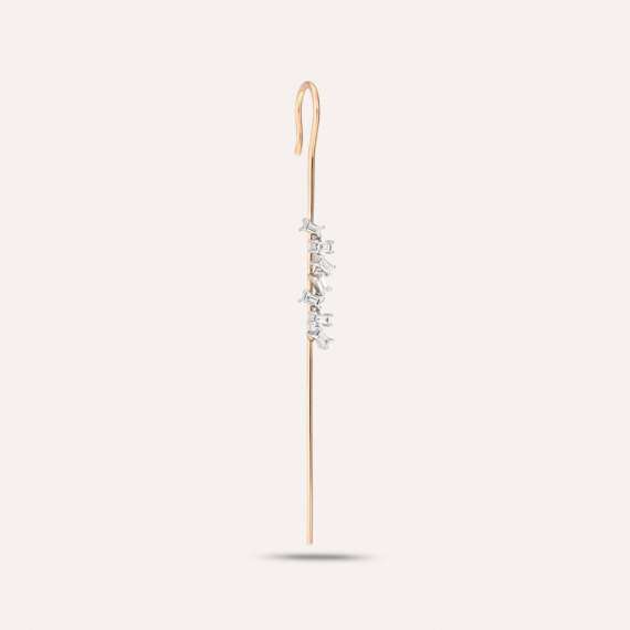 Merope 0.26 CT Baguette Cut Diamond Rose Gold Cane Earring - 1