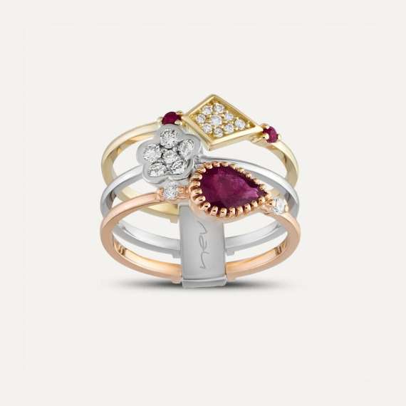 Mey 1.14 CT Diamond and Ruby Ring - 1