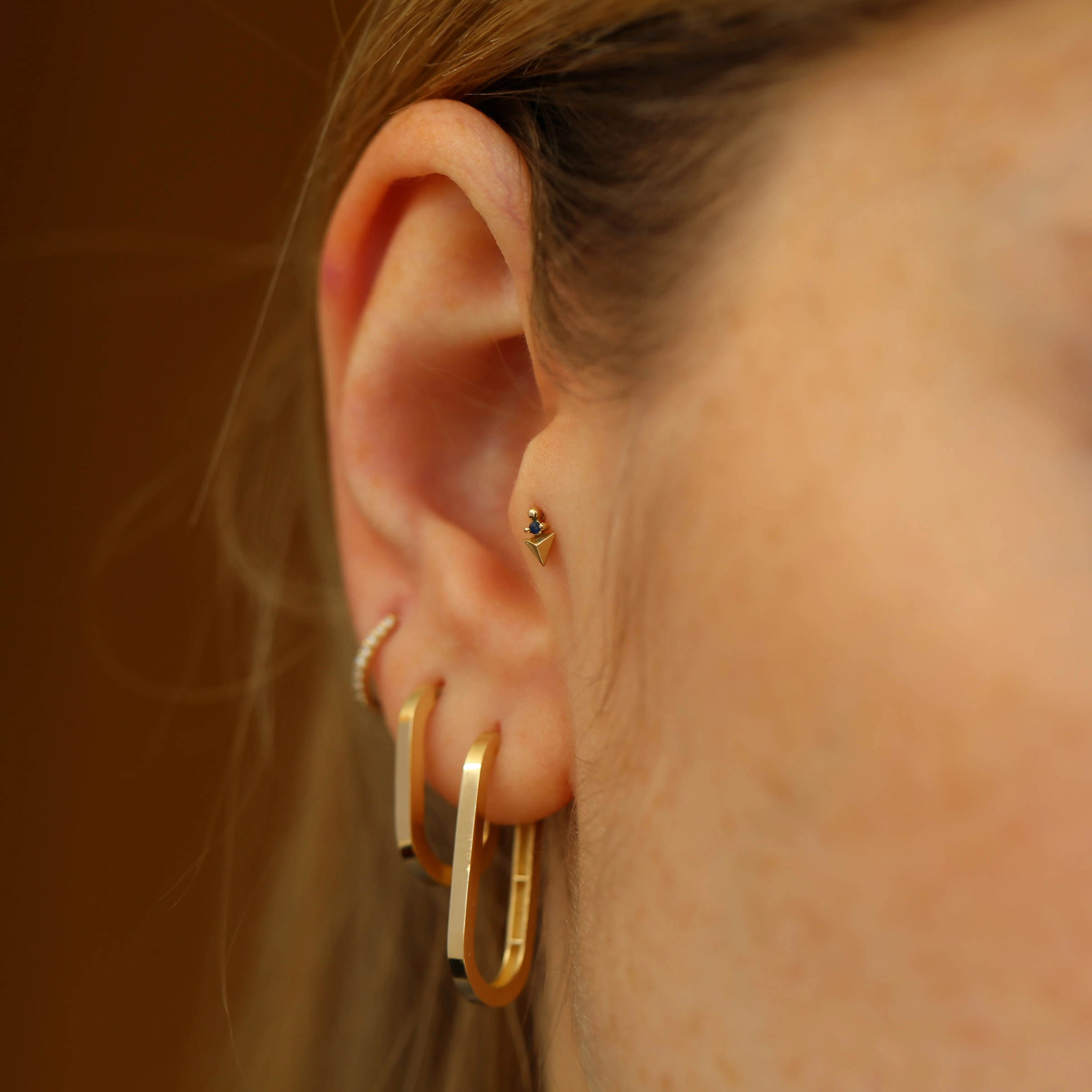 Midi Ataç Yellow Gold Hoop Earring - 2