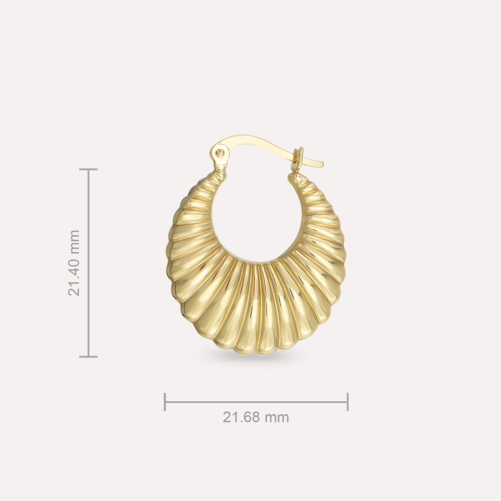 Midi Clam Yellow Gold Hoop Earring - 3