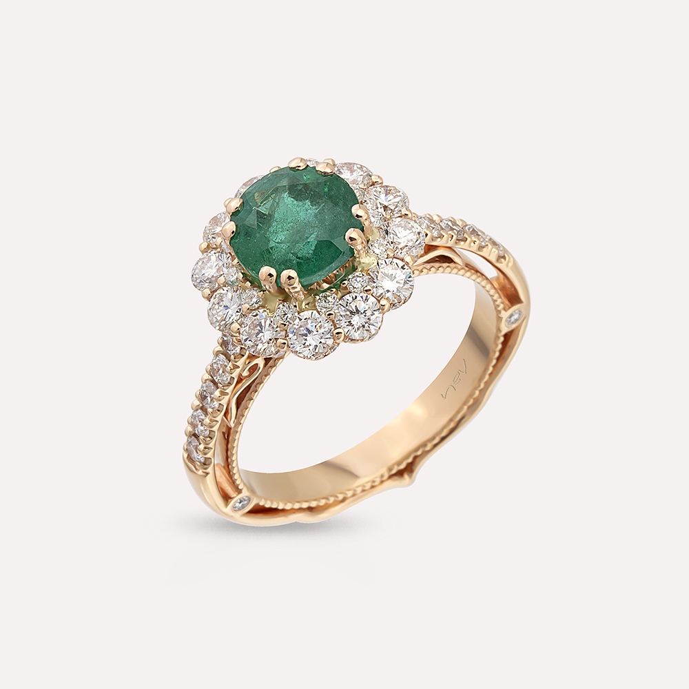 Mila 2.90 CT Emerald and Diamond Rose Gold Ring - 1