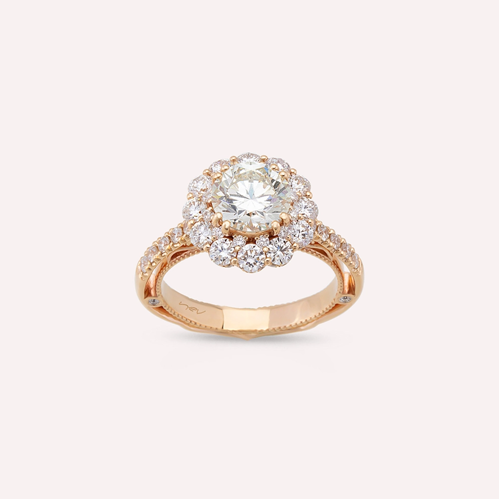 Mila 2.92 CT Diamond Rose Gold Ring - 2