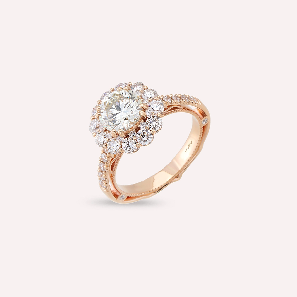 Mila 2.92 CT Diamond Rose Gold Ring - 4