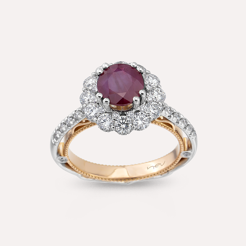 Mila 3.15 CT Ruby and Diamond Rose Gold Ring - 2