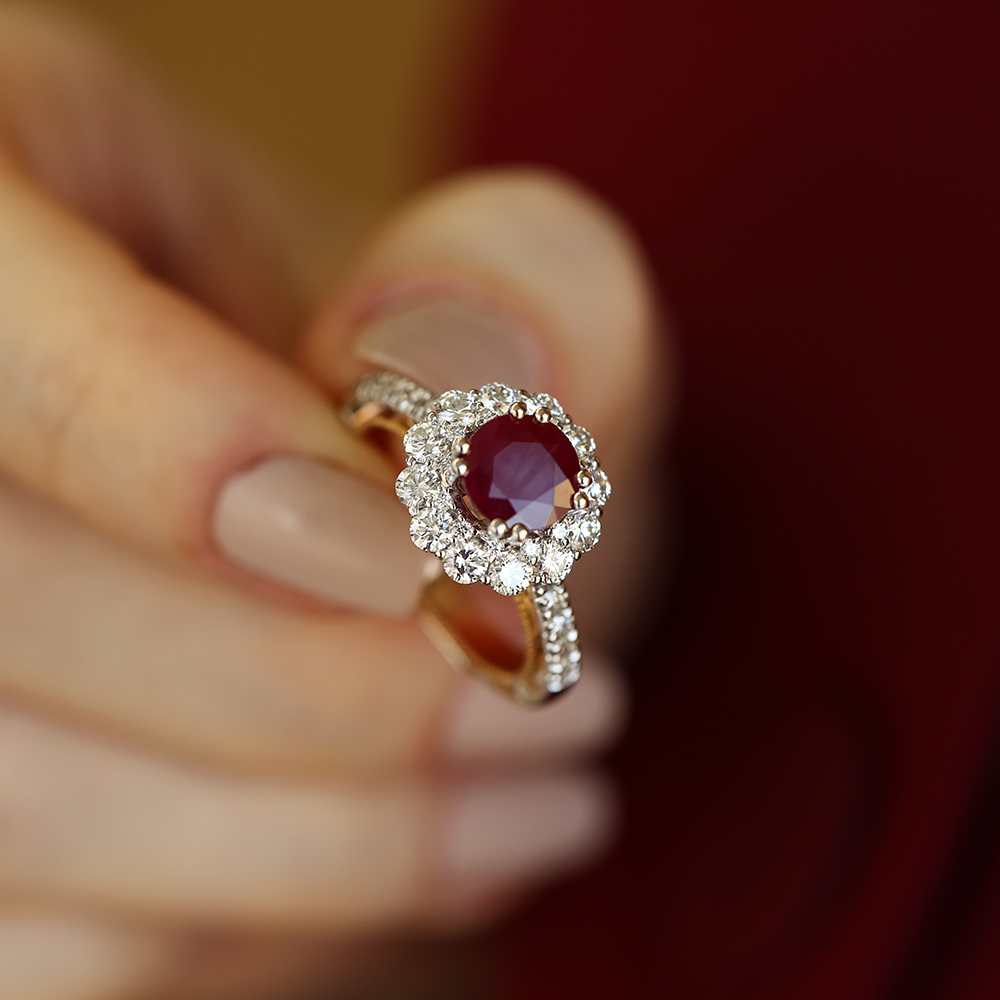 Mila 3.15 CT Ruby and Diamond Rose Gold Ring - 3