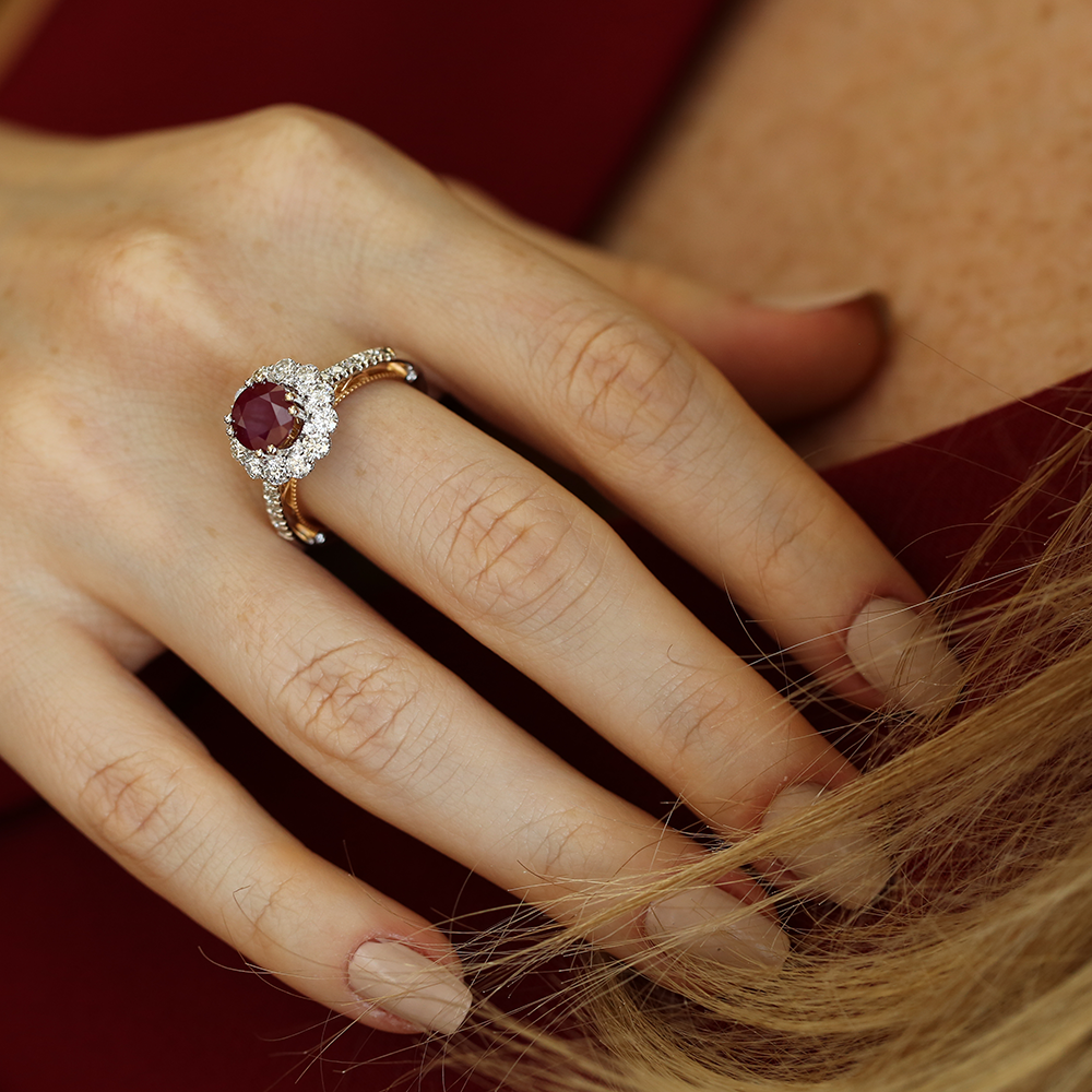 Mila 3.15 CT Yakut ve Pırlanta Taşlı Rose Altın Yüzük - 5