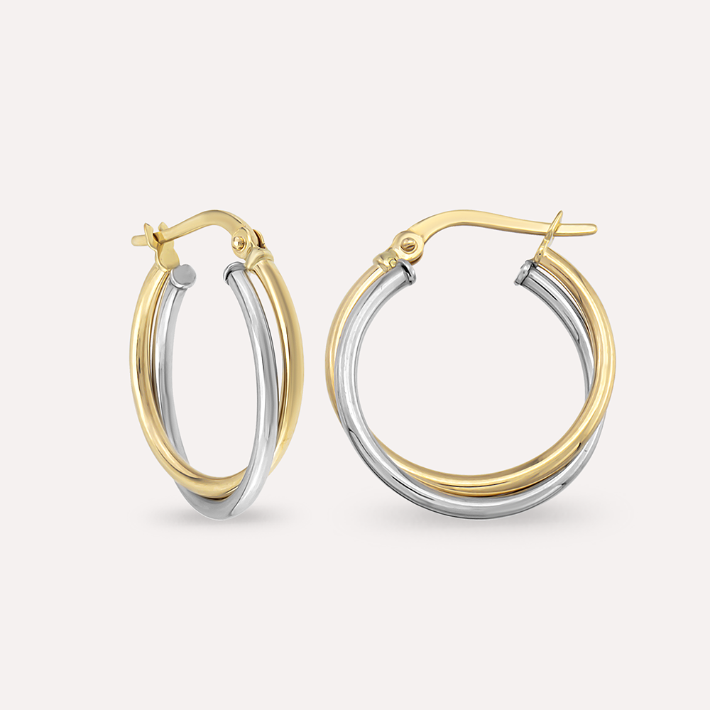 Miley Midi Yellow and White Gold Hoop Earring - 2